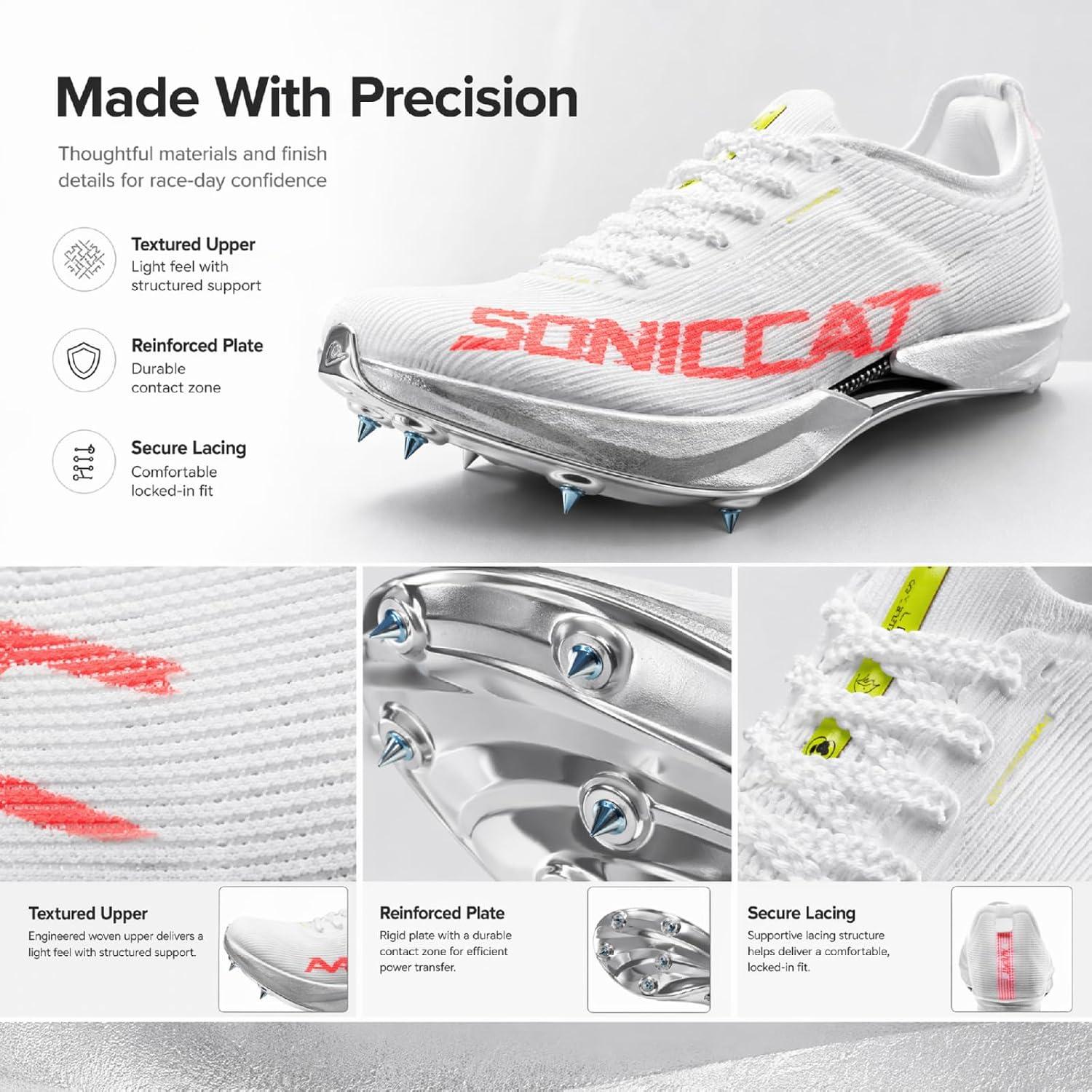Track Spikes for Men Women Youth, Spikes Track Shoes with Dual Carbon Plate, Sprinting Track Spikes, Lightweight Racing Track Shoes for Boys Girls image 4