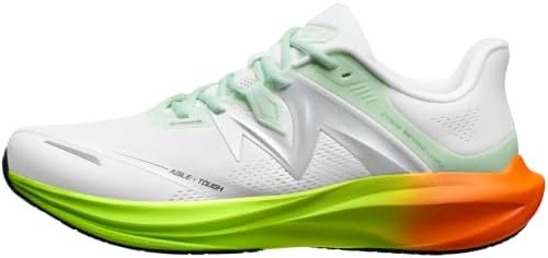 Carbon Plate Running Shoes for Men, Air Cushion Lightweight Road Running Sneakers, Breathable Marathon Training Athletic Shoes White/Orange/Green image