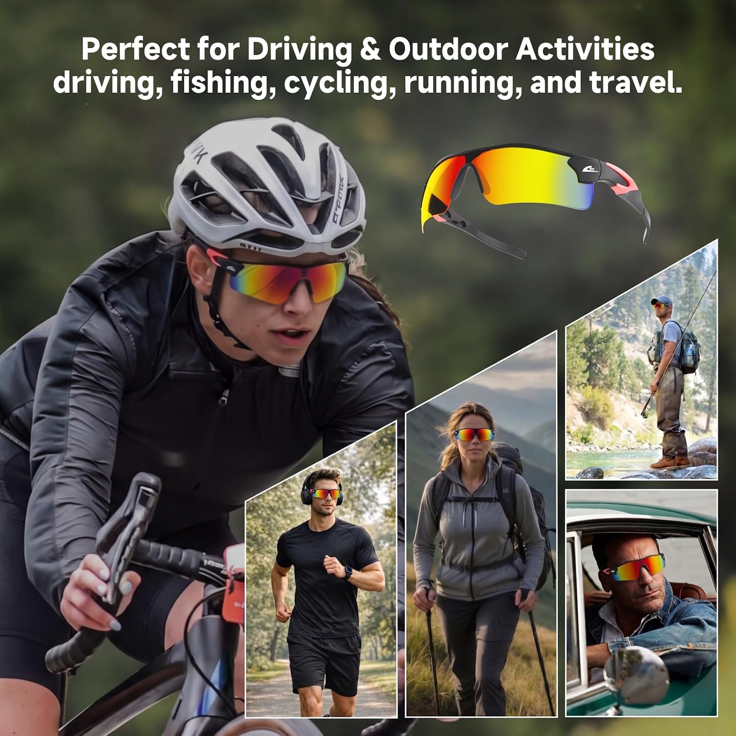 Polarized Sports Sunglasses for Men Women, UV400 Anti Glare Running Cycling Driving Fishing Glasses, TR90 Frame image 5