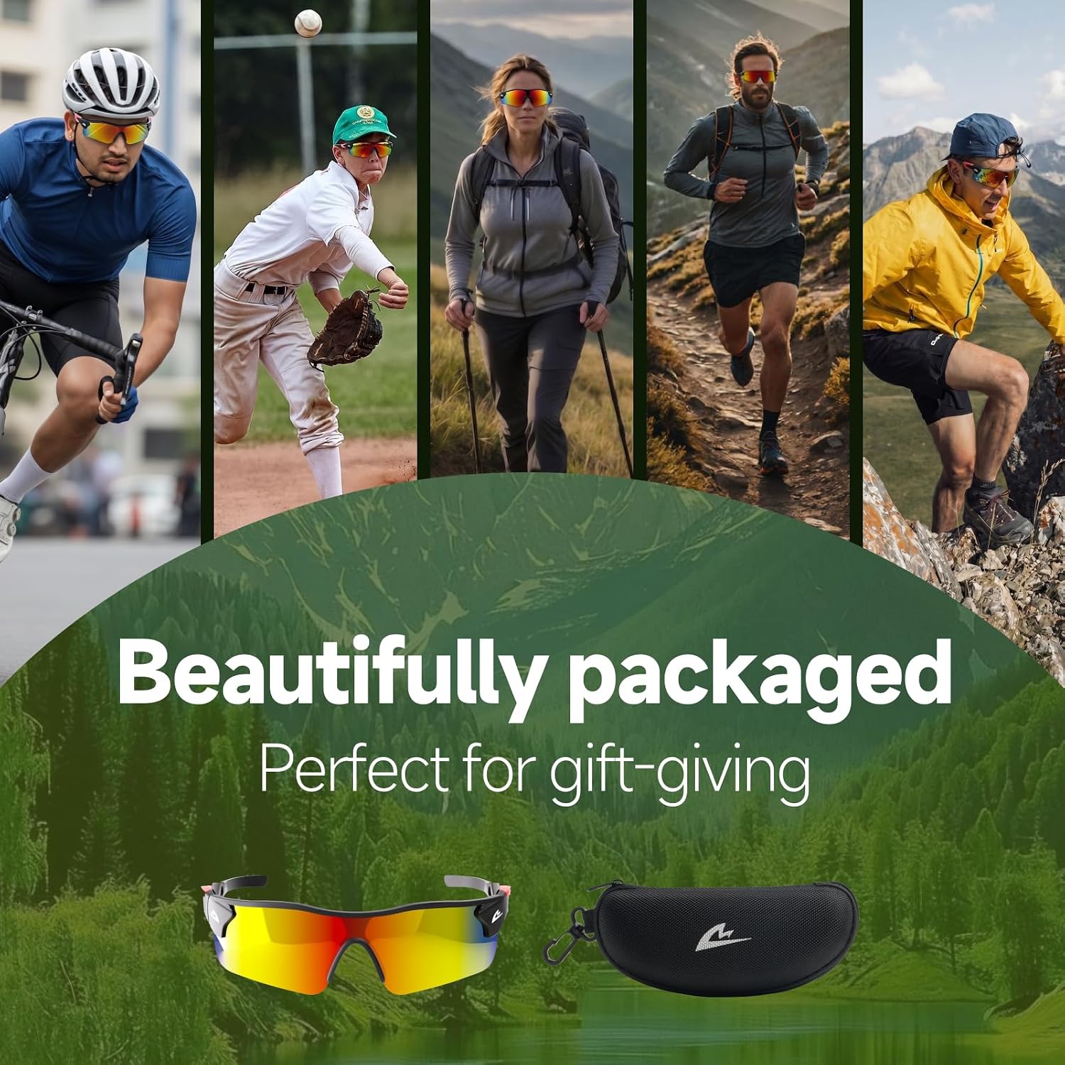 Polarized Sports Sunglasses for Men Women, UV400 Anti Glare Running Cycling Driving Fishing Glasses, TR90 Frame image 6