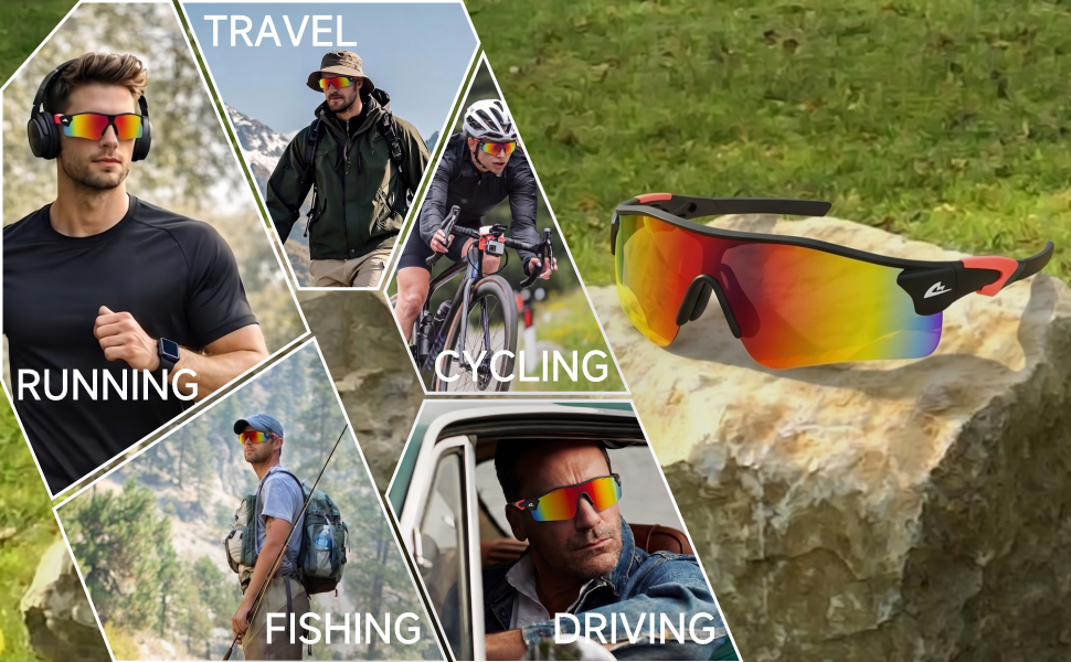Polarized Sports Sunglasses for Men Women, UV400 Anti Glare Running Cycling Driving Fishing Glasses, TR90 Frame detail image 2