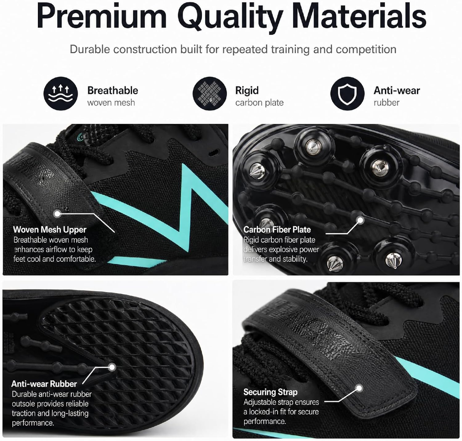 Track Spikes for Men and Women, Full-Length Carbon Plate Track and Field Spikes with Air Cushion, Running Spikes for Sprinting, Long Jump, Triple Jump and Track Training image 4