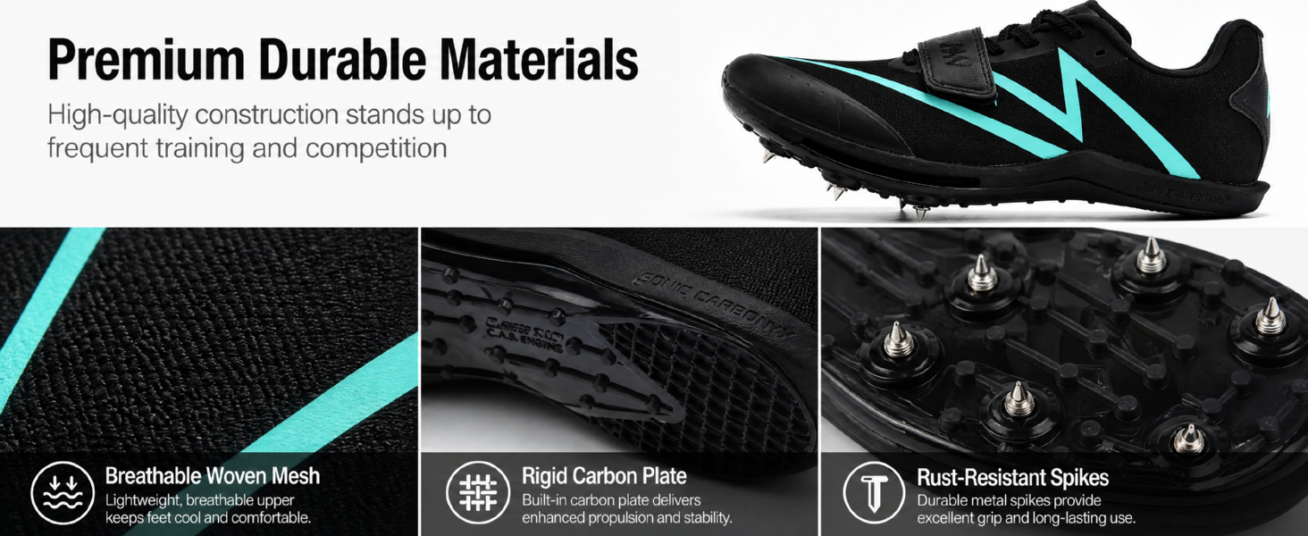 Track Spikes for Men and Women, Full-Length Carbon Plate Track and Field Spikes with Air Cushion, Running Spikes for Sprinting, Long Jump, Triple Jump and Track Training detail image 4