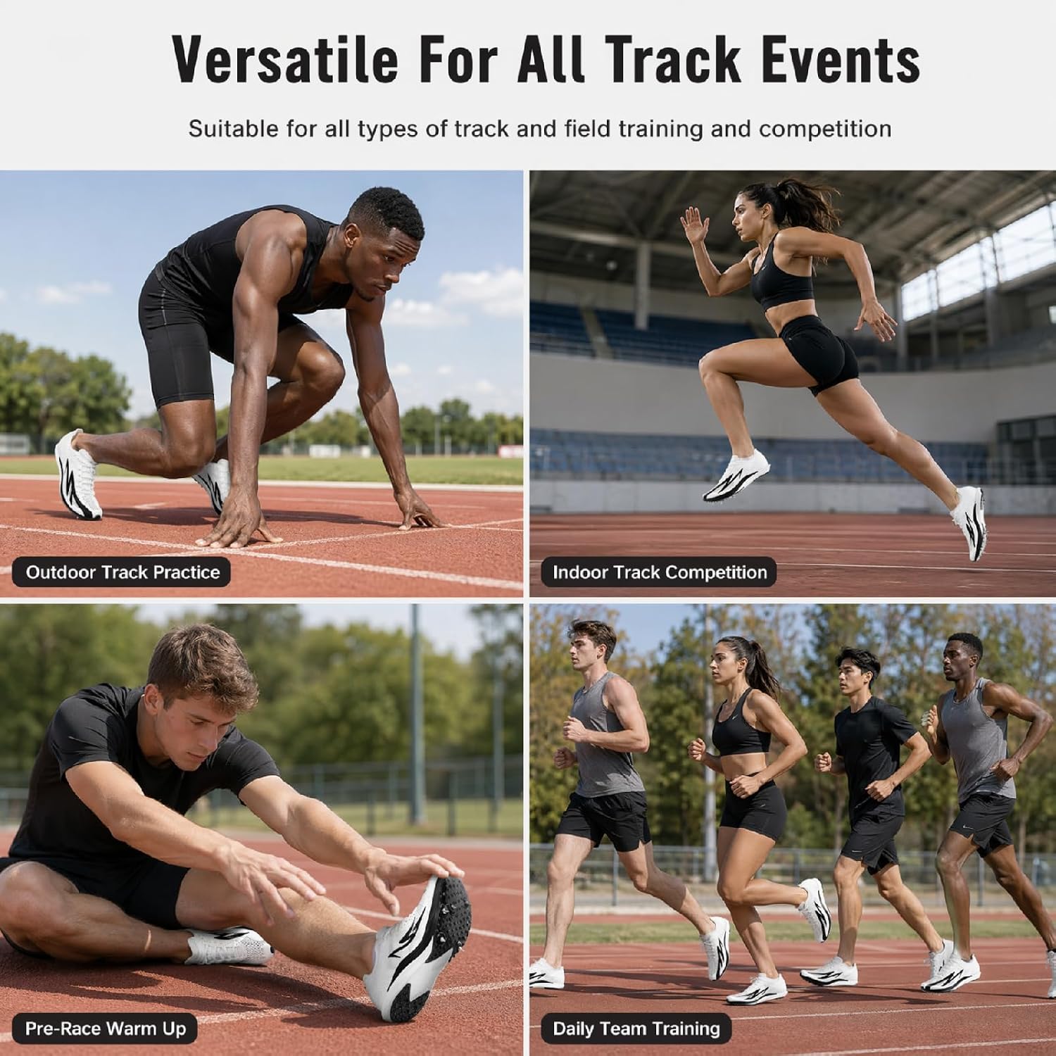 Track Spikes Shoes for Men Women Youth, Full-Length Carbon Plate Middle Distance Track Spikes for 800m 1500m 3000m 5000m, Long Distance Spikes for Track Racing, Training, Boys Girls image 2