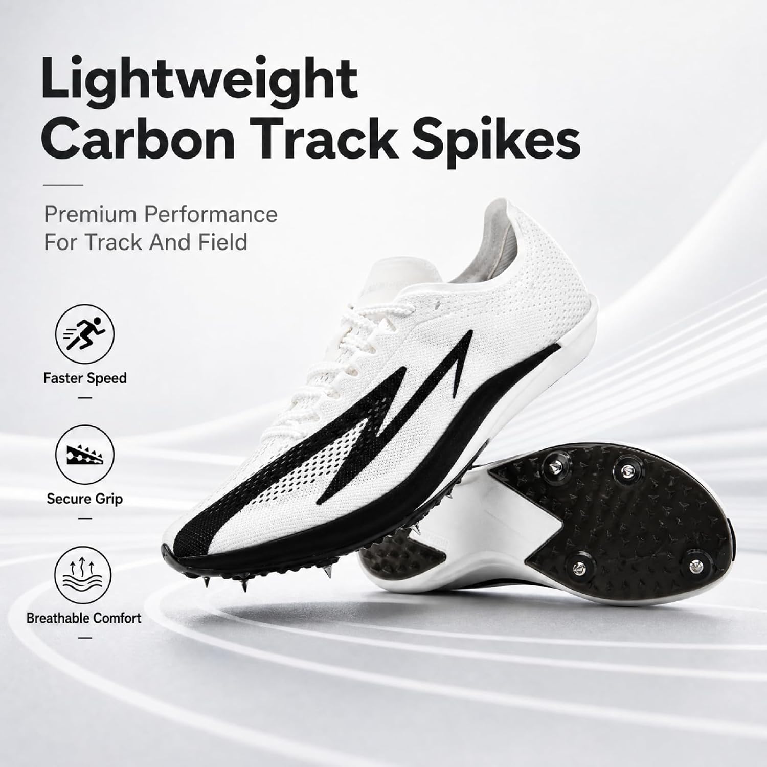 Track Spikes Shoes for Men Women Youth, Full-Length Carbon Plate Middle Distance Track Spikes for 800m 1500m 3000m 5000m, Long Distance Spikes for Track Racing, Training, Boys Girls image 3