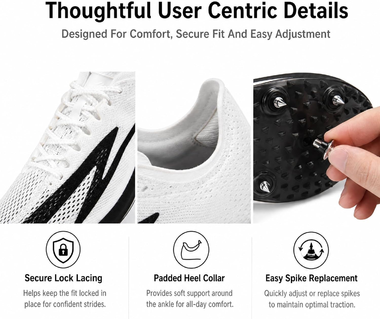Track Spikes Shoes for Men Women Youth, Full-Length Carbon Plate Middle Distance Track Spikes for 800m 1500m 3000m 5000m, Long Distance Spikes for Track Racing, Training, Boys Girls image 5