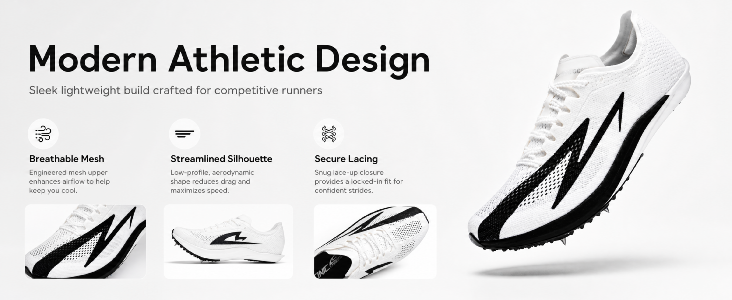 Track Spikes Shoes for Men Women Youth, Full-Length Carbon Plate Middle Distance Track Spikes for 800m 1500m 3000m 5000m, Long Distance Spikes for Track Racing, Training, Boys Girls detail image 2