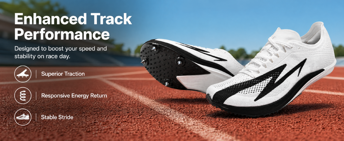 Track Spikes Shoes for Men Women Youth, Full-Length Carbon Plate Middle Distance Track Spikes for 800m 1500m 3000m 5000m, Long Distance Spikes for Track Racing, Training, Boys Girls detail image 5