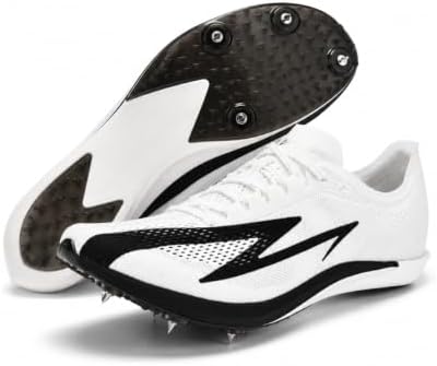 Track Spikes Shoes for Men Women Youth, Full-Length Carbon Plate Middle Distance Track Spikes for 800m 1500m 3000m 5000m, Long Distance Spikes for Track Racing, Training, Boys Girls Black/White image