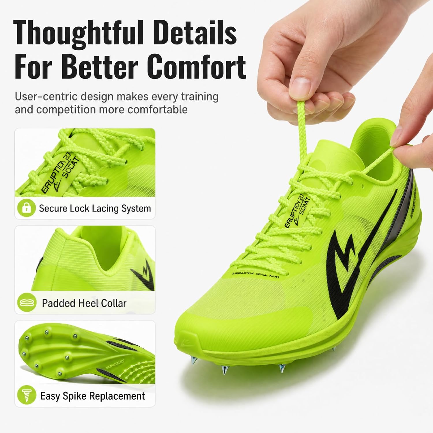 Track Spikes for Men, Women and Youth, Full-Length Carbon Fiber Plate Sprinting Track Spikes, 7-Pin Running Spikes for 100m, 200m, 400m Racing, Long Jump and Track Training image 5