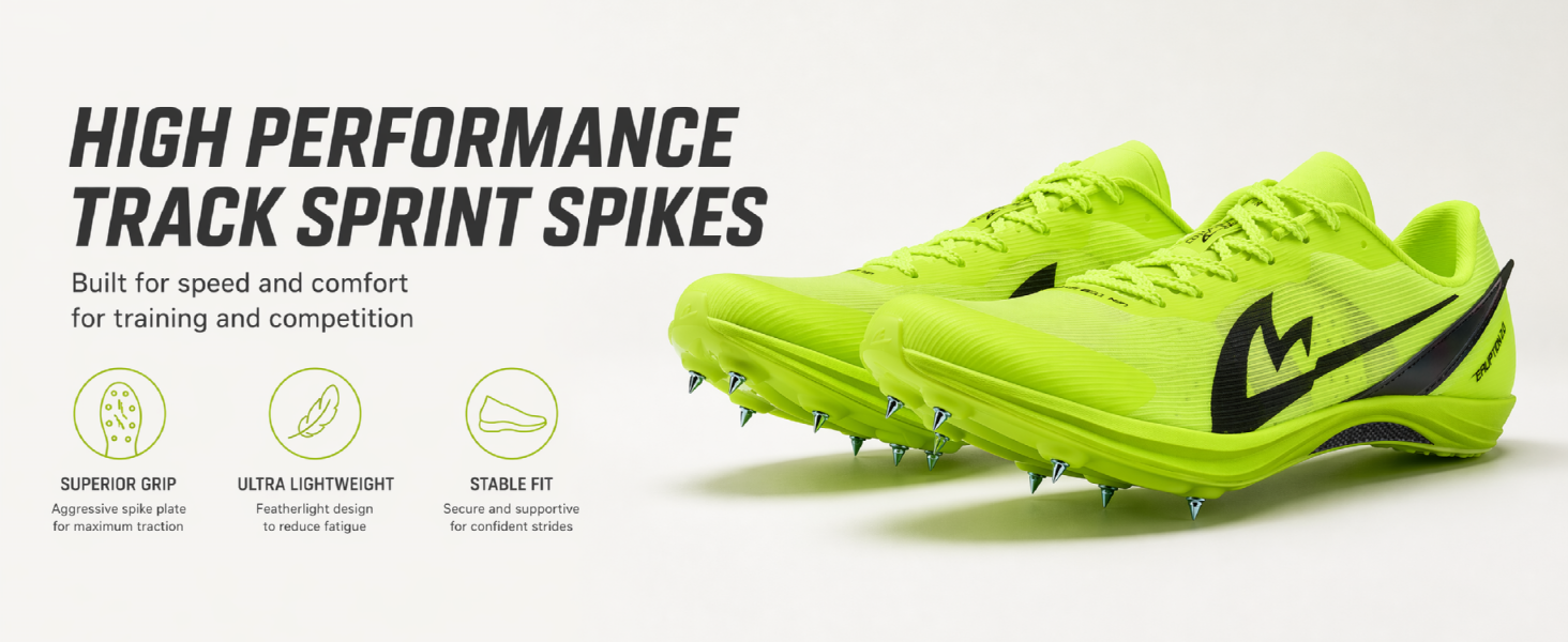 Track Spikes for Men, Women and Youth, Full-Length Carbon Fiber Plate Sprinting Track Spikes, 7-Pin Running Spikes for 100m, 200m, 400m Racing, Long Jump and Track Training detail image 1