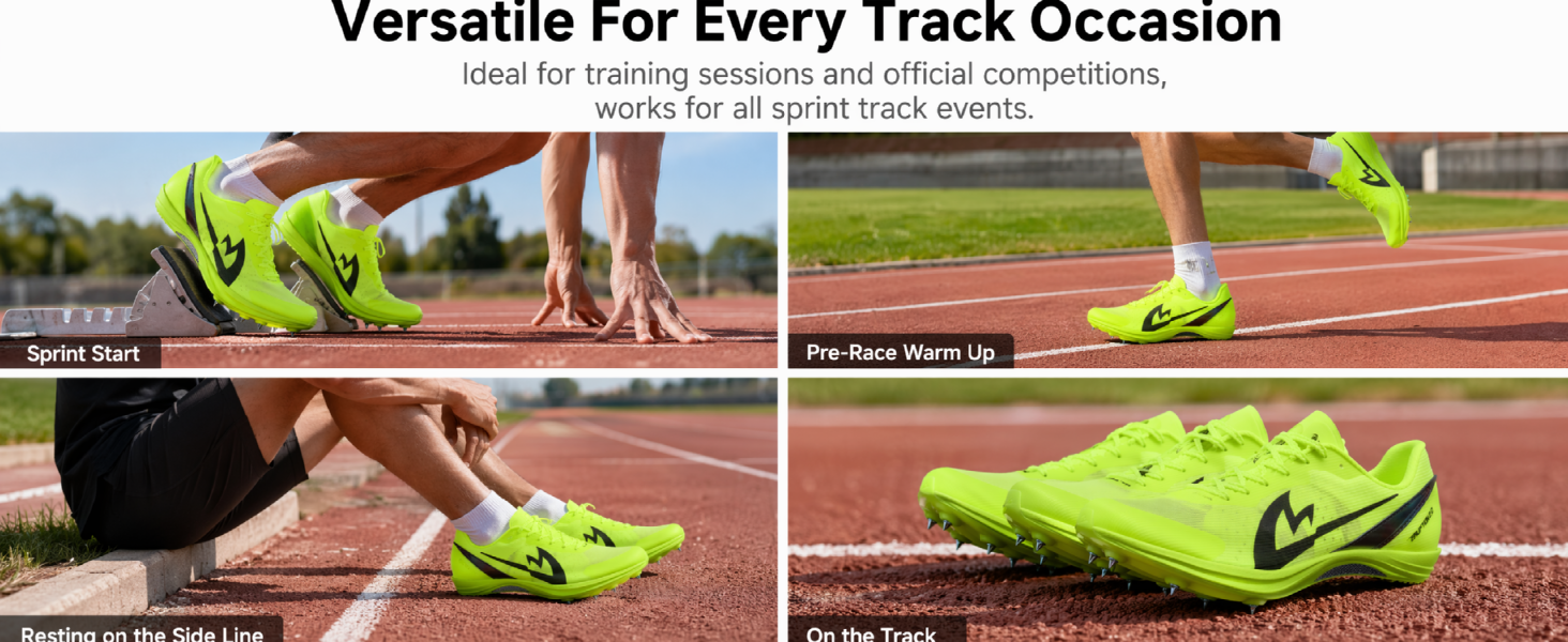 Track Spikes for Men, Women and Youth, Full-Length Carbon Fiber Plate Sprinting Track Spikes, 7-Pin Running Spikes for 100m, 200m, 400m Racing, Long Jump and Track Training detail image 3