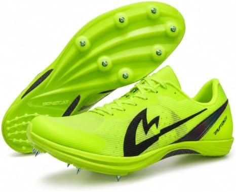 Track Spikes for Men, Women and Youth, Full-Length Carbon Fiber Plate Sprinting Track Spikes, 7-Pin Running Spikes for 100m, 200m, 400m Racing, Long Jump and Track Training Green image