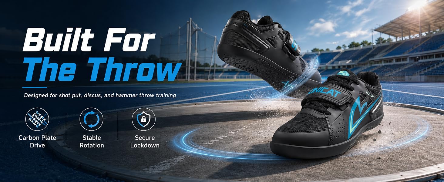 Throwing Shoes for Shot Put, Discus and Hammer Throw,Carbon Plate Track and Field Throwing Shoes with Rotational Rubber Outsole for Men Women Youth Athletes, Training and Competition detail image 1