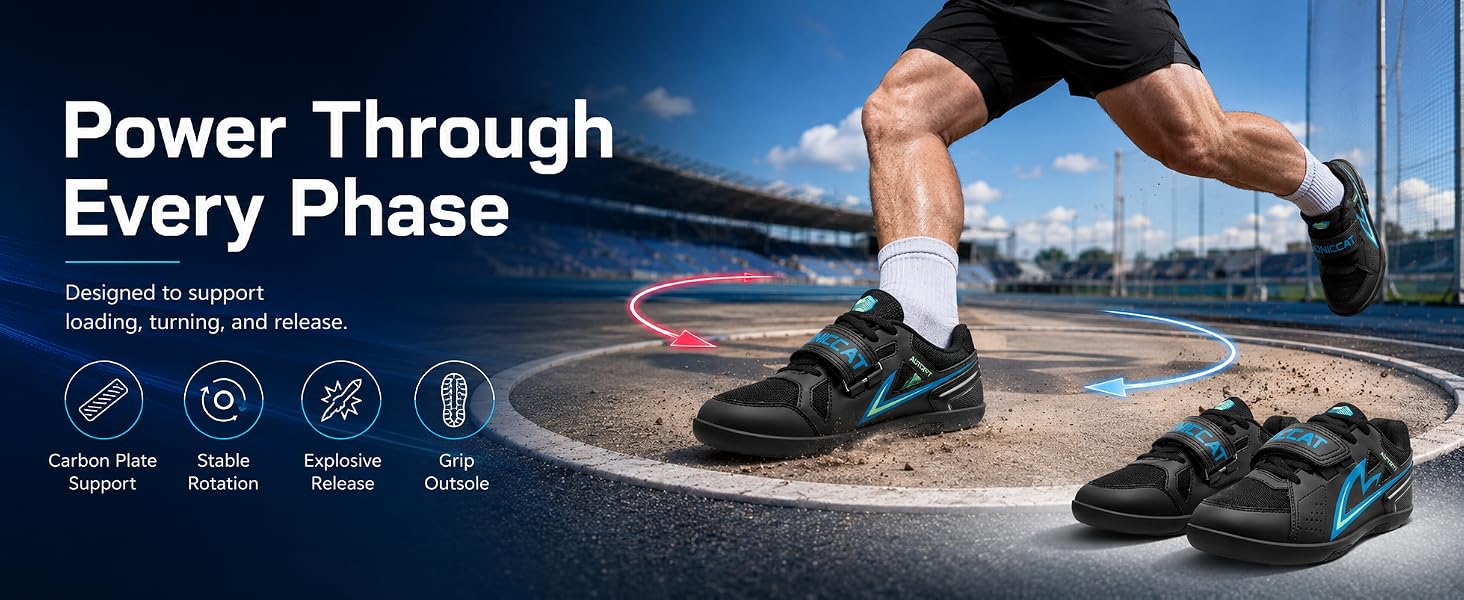 Throwing Shoes for Shot Put, Discus and Hammer Throw,Carbon Plate Track and Field Throwing Shoes with Rotational Rubber Outsole for Men Women Youth Athletes, Training and Competition detail image 5