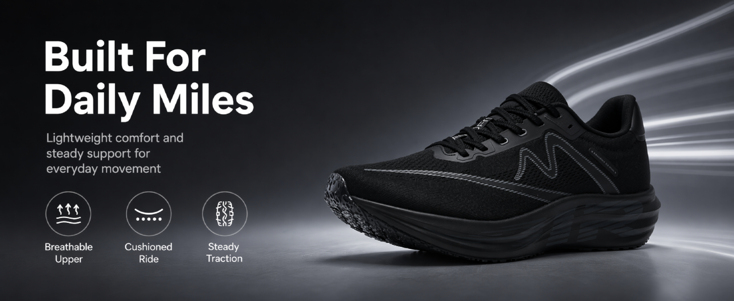 Running Shoes for Men, Lightweight Breathable Men's Road Running Shoes with Air-Carbon Support, Triple-Density Cushioning and Grip Outsole for Gym Workout, Walking, Training and Daily Wear detail image 1
