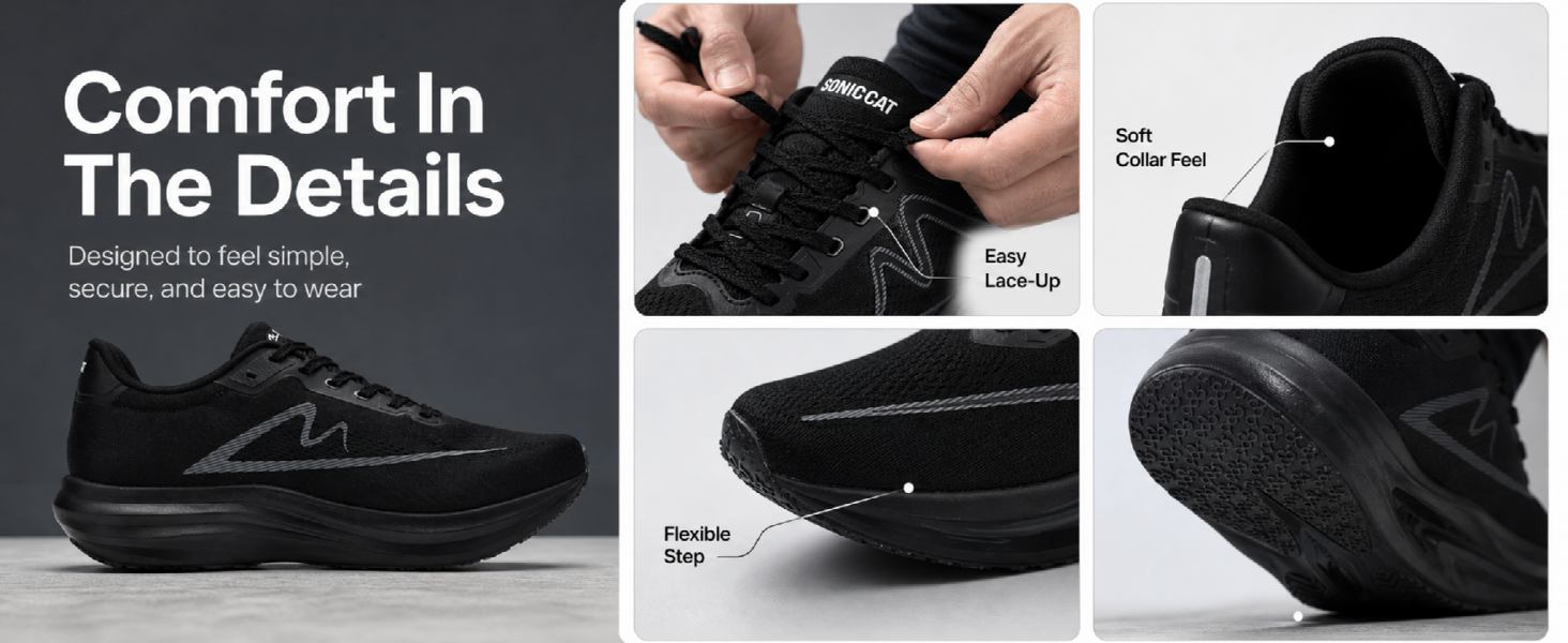 Running Shoes for Men, Lightweight Breathable Men's Road Running Shoes with Air-Carbon Support, Triple-Density Cushioning and Grip Outsole for Gym Workout, Walking, Training and Daily Wear detail image 5