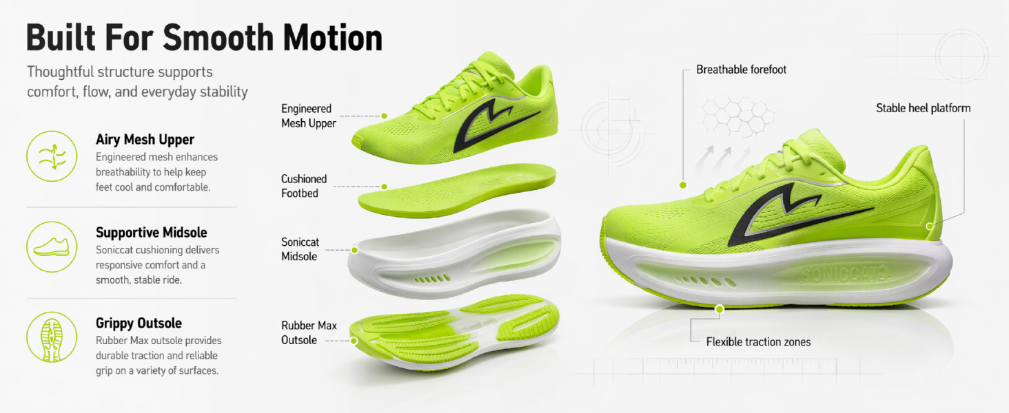 Running Shoes for Men, Cushioned Road Running Shoes and Men's Athletic Sneakers for Daily Training with Breathable Mesh detail image 2