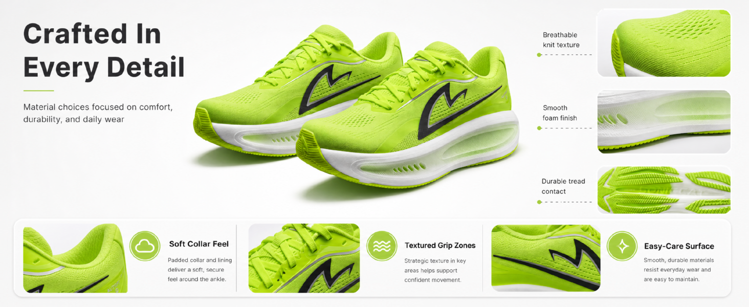 Running Shoes for Men, Cushioned Road Running Shoes and Men's Athletic Sneakers for Daily Training with Breathable Mesh detail image 4