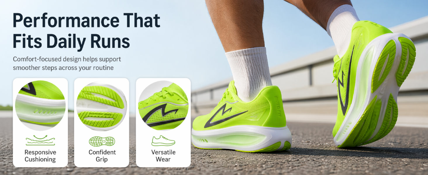 Running Shoes for Men, Cushioned Road Running Shoes and Men's Athletic Sneakers for Daily Training with Breathable Mesh detail image 7